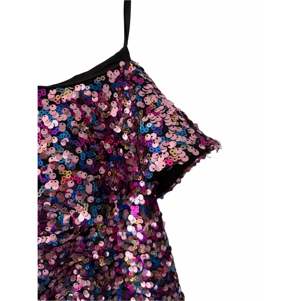 Majorelle Ariana Pink One-Shoulder Sequin Ruffle Mini Dress Multicolor large - Picture 7 of 11